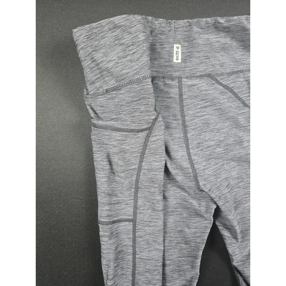R8 Activewear Womens Grey Space Dye Mesh Panel Cropped Leggings Size M Pockets